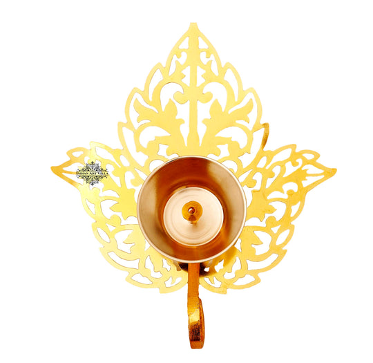 Pure Silver & Gold Plated Leaf Design Akhand Diya