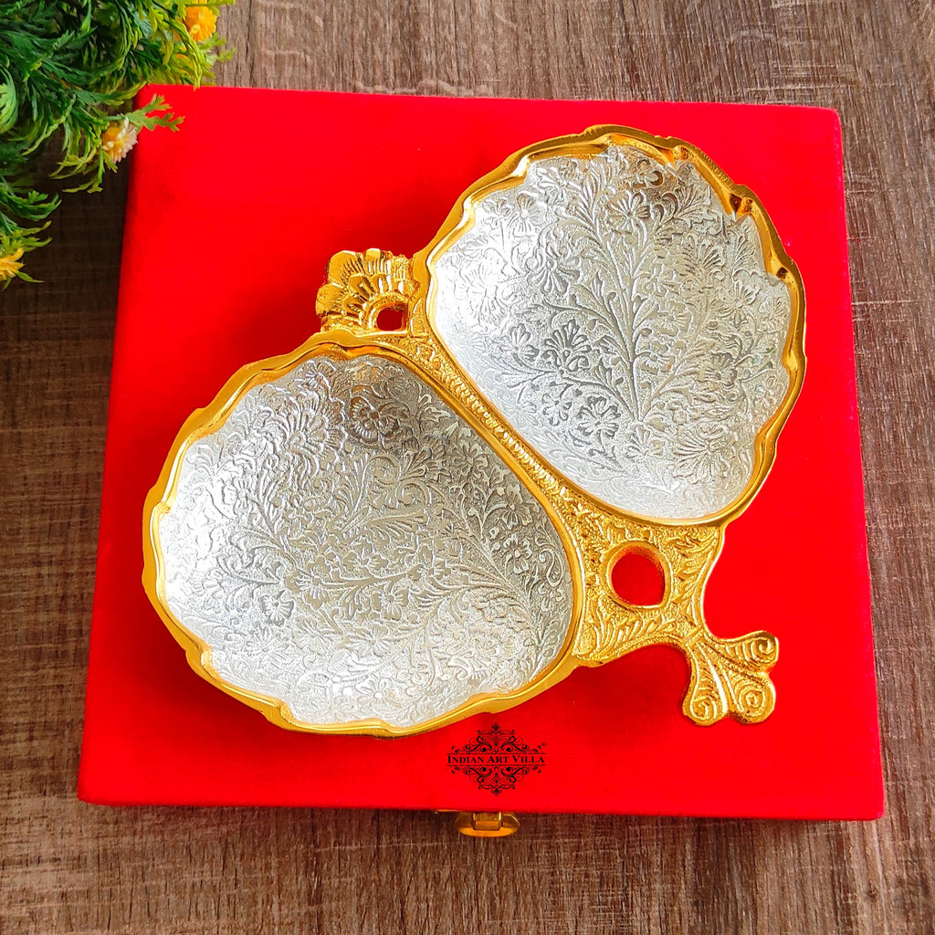 Silver-plated gold Polished aluminum inside Flower Engraved Decorative Platter