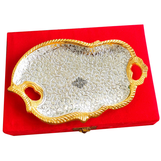 Silver Plated Gold Polished Aluminum Flower Designer Platter