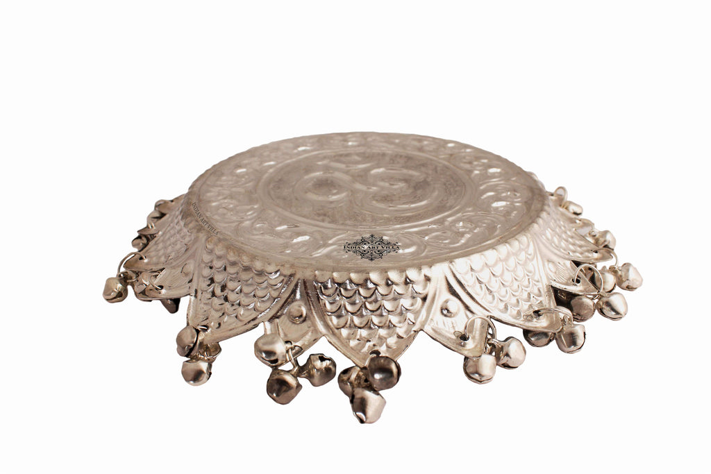 Indian Art Villa Pure Silver Plated Designer Pooja Thali Plate