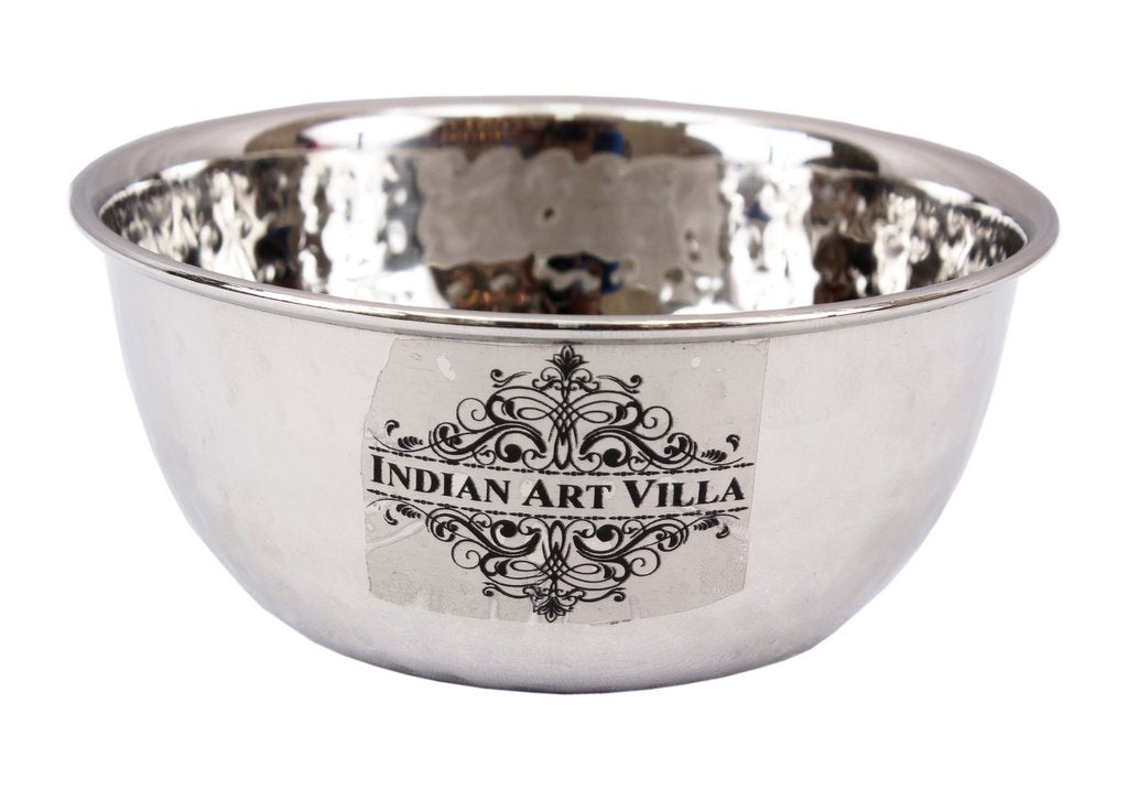 Indian Art Villa Pure Steel Hammered Design Soup Bowl 350 ML