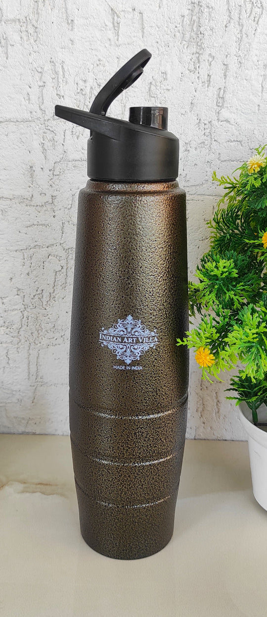 Stainless Steel Bottle Curve & Lining Design With Sipper Cap-1000 ML