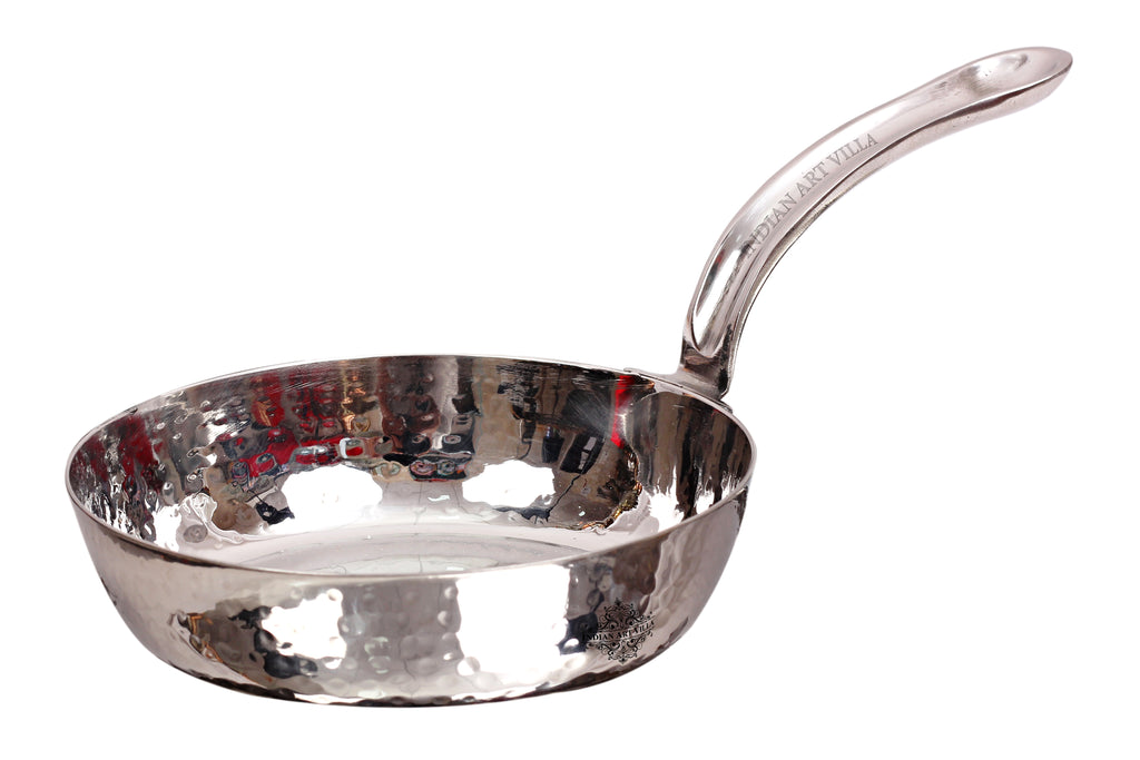 INDIAN ART VILLA Steel Hammered Fry and Serving Pan with Steel Handle