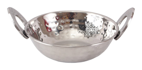 Steel Hammered Kadhai Wok with Embossed Handle