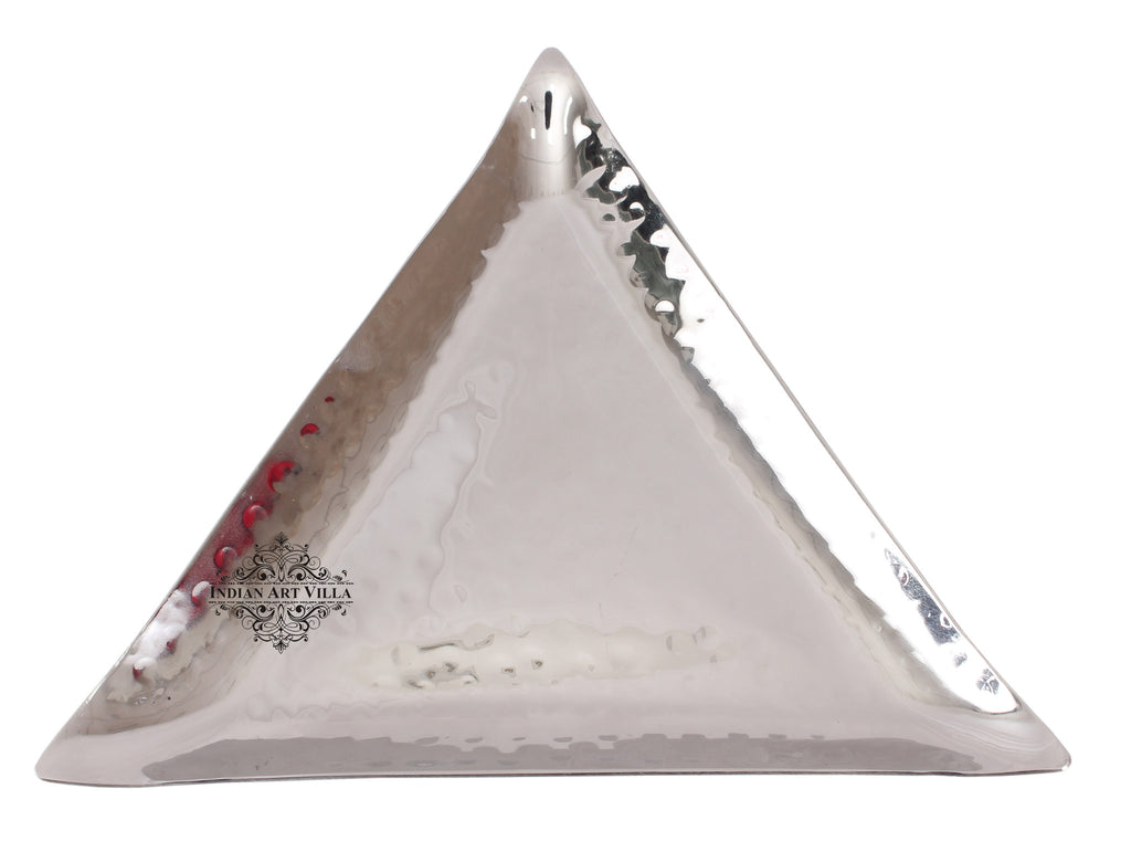 Indian Art Villa Steel Hammered Triangular Platter Tray