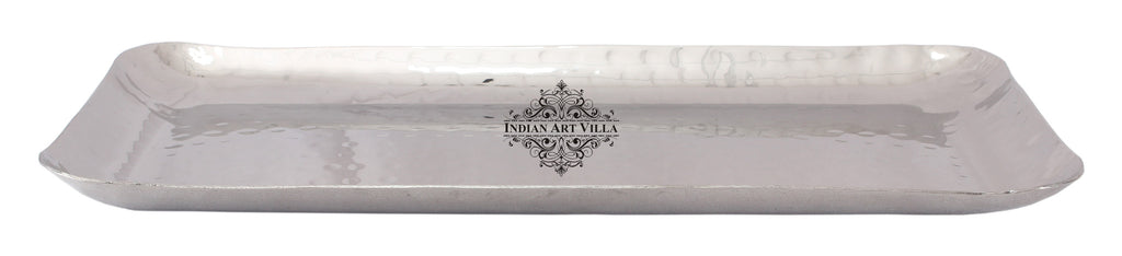 Indian Art Villa Pure Steel Hammered Rectangular Platter Tray