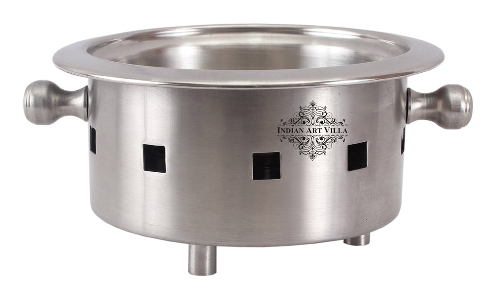 Indian Art Villa Pure Steel Snack Warmer with Fuel Bowl|Serving Dishes