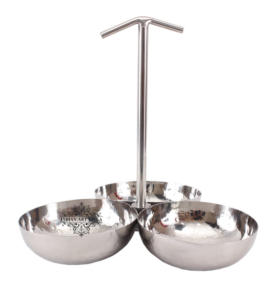 Pure Steel Hammered Design Round Pickel Set of 3