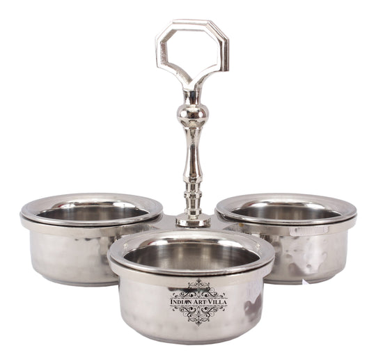 Pure Steel Hammered Design Beaded Pickle Set of 3