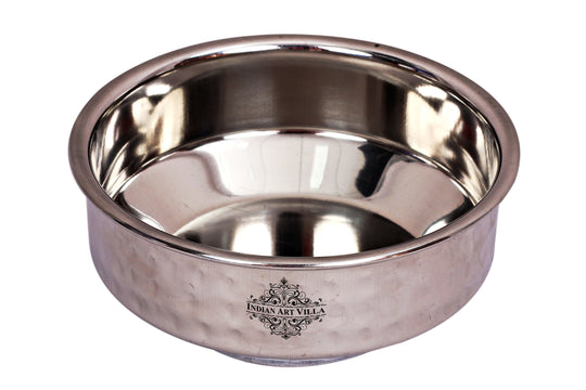 Pure steel hammered design soup bowl 350 ML set of 2 side view — Indian Art Villa