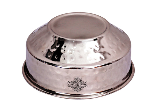 Steel hammered soup bowl 350 ML set of 2 top view — Indian Art Villa