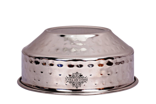 Steel hammered soup bowl 350 ML set of 2 angle view — Indian Art Villa
