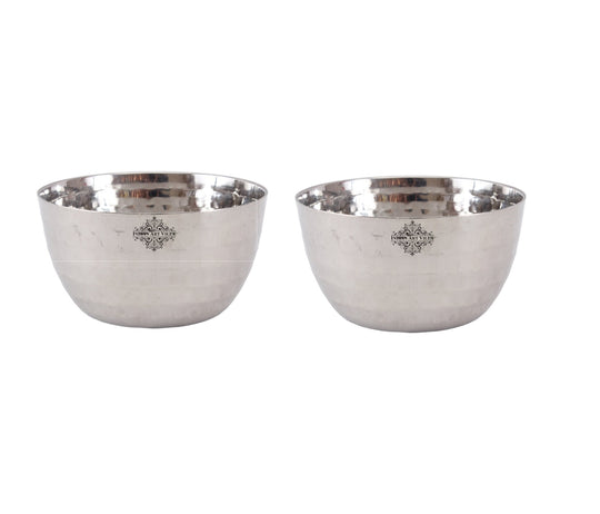 Handmade Pure Steel Serving Bowl | Katori with Hammered Design, Tableware, Dinnerware, 150ml