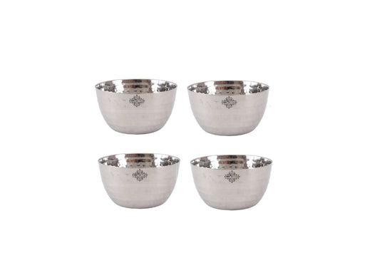 Handmade Pure Steel Serving Bowl | Katori with Hammered Design, Tableware, Dinnerware, 150ml