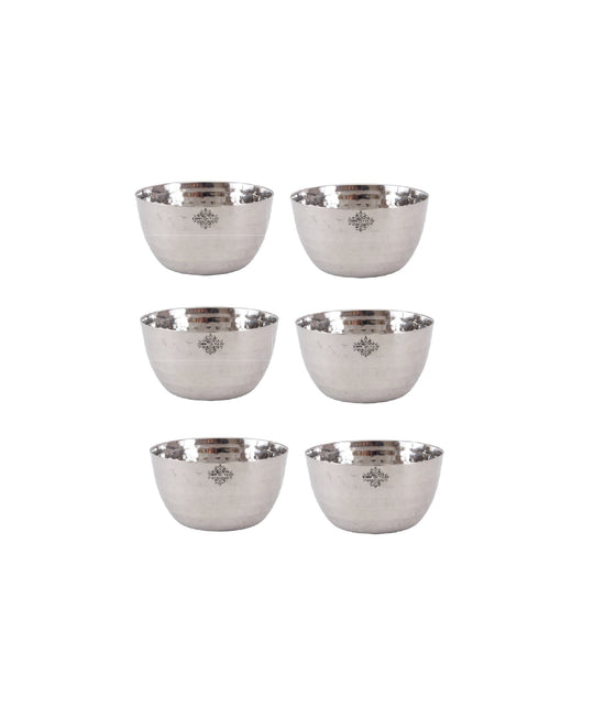 Handmade Pure Steel Serving Bowl | Katori with Hammered Design, Tableware, Dinnerware, 150ml