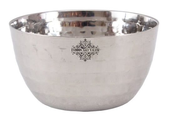 Handmade Pure Steel Serving Bowl | Katori with Hammered Design, Tableware, Dinnerware, 150ml