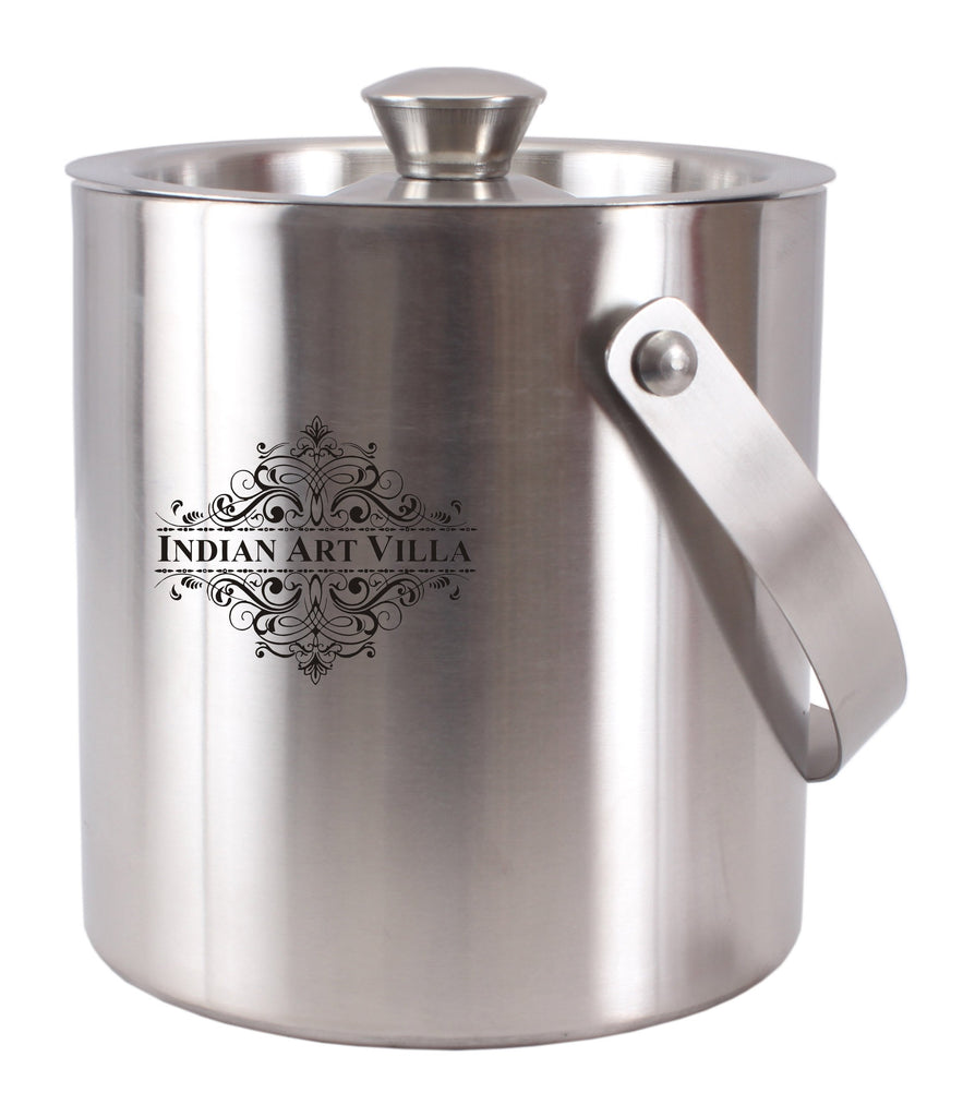 Indian Art Villa Pure Steel Plain Design Ice Bucket