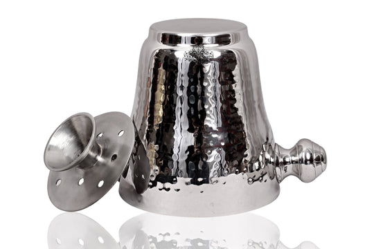 Stainless steel hammered ice bucket 1200 ML side view — Indian Art Villa