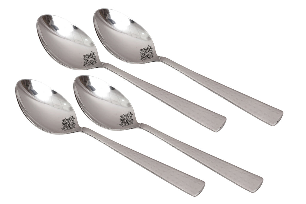 Indian Art Villa Handmade Hammered Premium Quality Stainless Steel Baby Spoon Cutlery, Silver