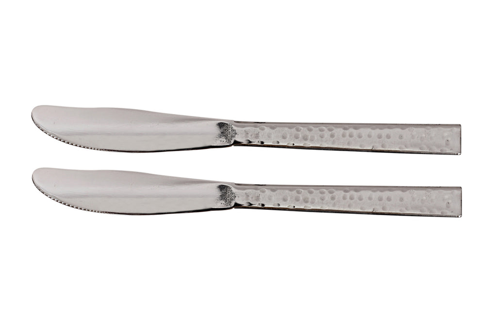 Indian Art Villa Pure Stainless Steel Hammered Design Butter Knife Cutlery, Silver