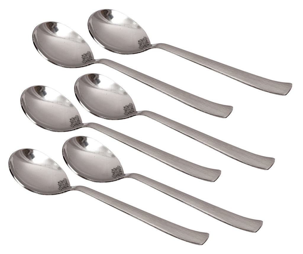 Indian Art Villa Handmade Hammered Premium Quality Stainless Steel Soup Spoon Cutlery Silver