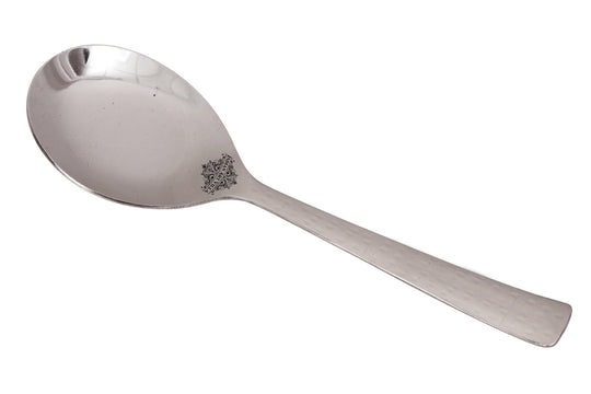 Handmade Hammered Premium Quality Stainless Steel Rice Spoon Cutlery, Silver