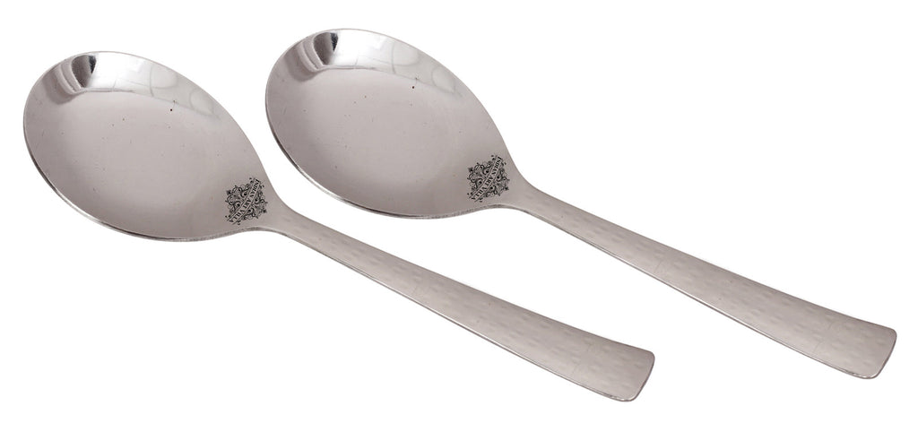 Handmade Hammered Premium Quality Stainless Steel Rice Spoon Cutlery, Silver
