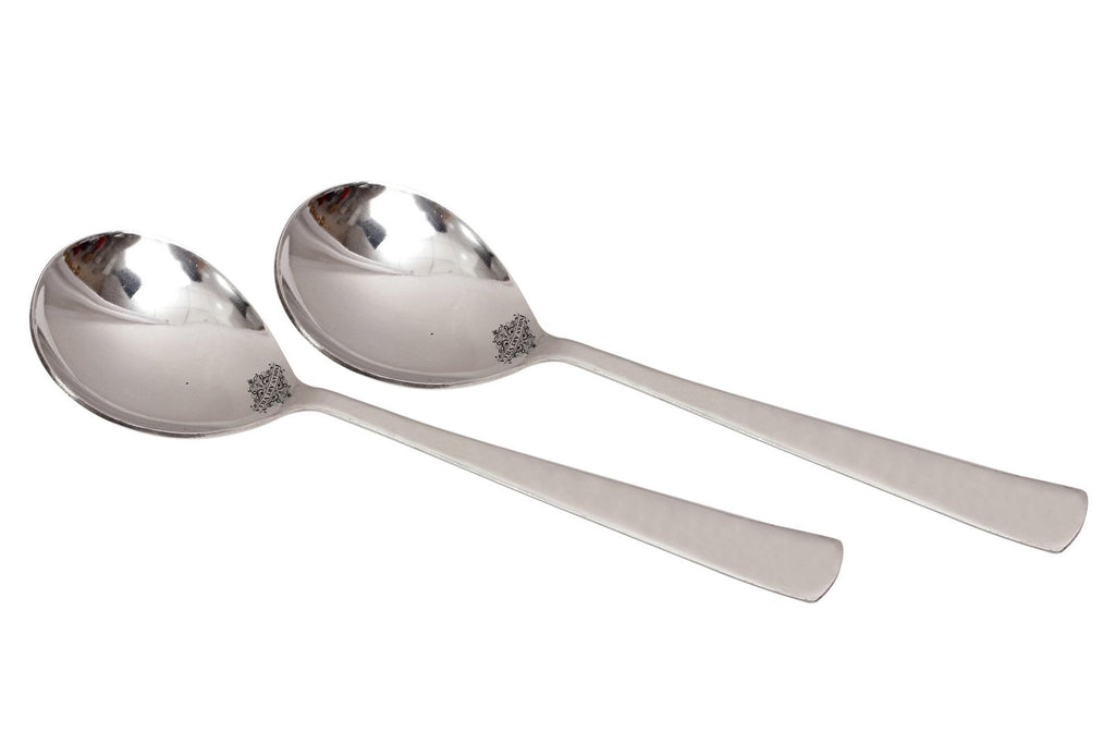Indian Art Villa Steel Serving service Spoon, Matt Finish Design- 20.32 cms