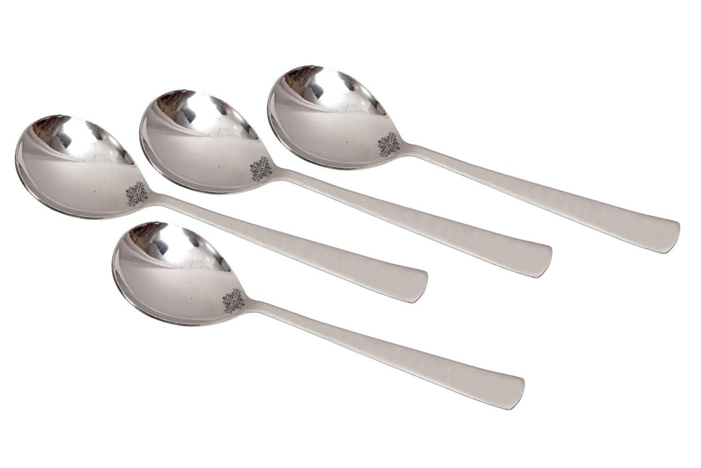 Indian Art Villa Steel Serving service Spoon, Matt Finish Design- 20.32 cms