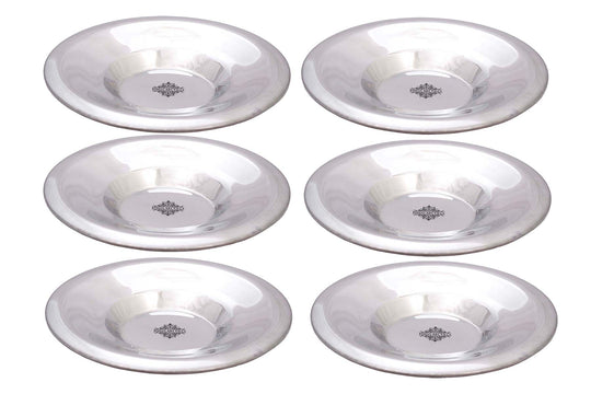 Steel underliner serving soup vegetable dessert 16.76 cm full view — Indian Art Villa