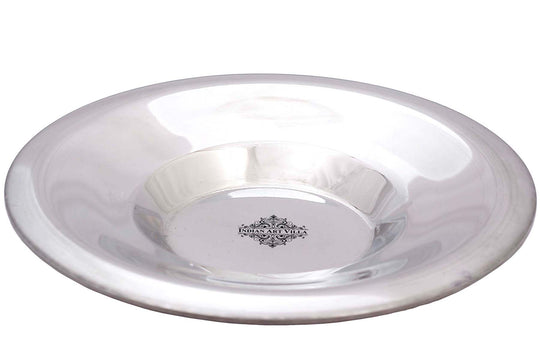 Steel underliner serving soup vegetable dessert rayta front view — Indian Art Villa
