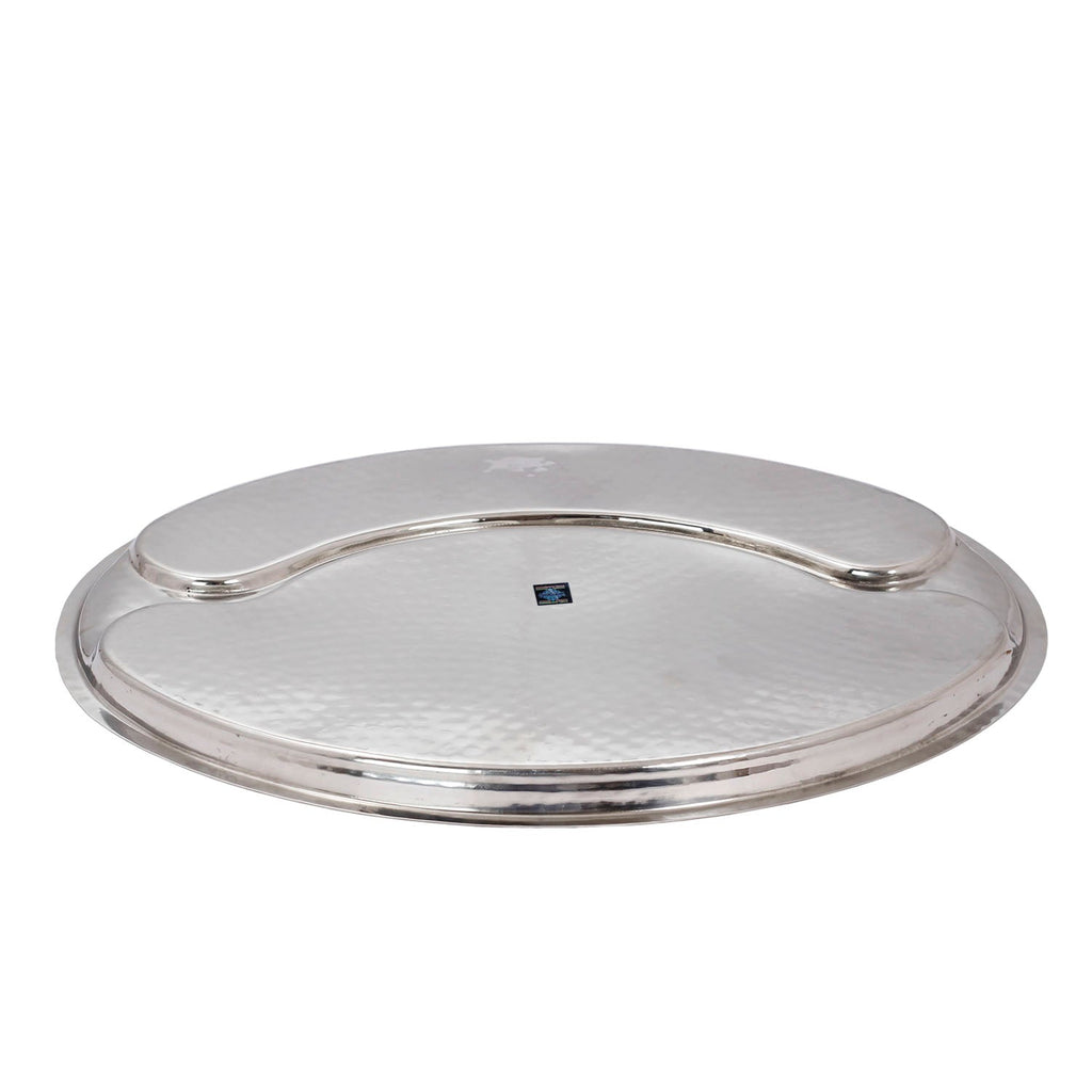Indian Art Villa Steel Oval Hammered Plate, Serving Dishes Tableware, Dinnerware, Diameter- 16.7" Inch