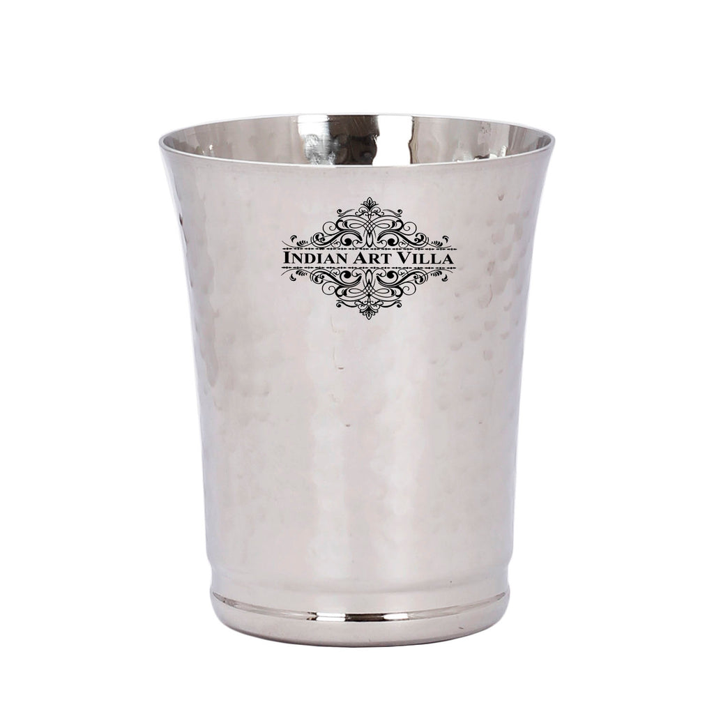 Indian Art Villa Stainless Steel Hammered Glass, Drinkware & Serving Purpose, Silver