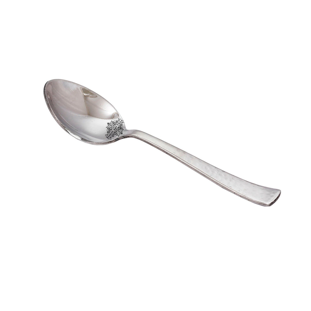 IndianArtVilla Handmade Hammered Premium Quality Stainless Steel Dessert Spoon Cutlery,Silver, 6" Inch