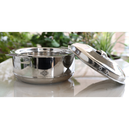 Stainless Steel Set of 3 Casseroles – Durable, Stylish, and Perfect for Every Occasion, Tableware & Serveware For Home, Hotel & Restaurants, Volume - 800 ML + 1250 ML + 2000 ML