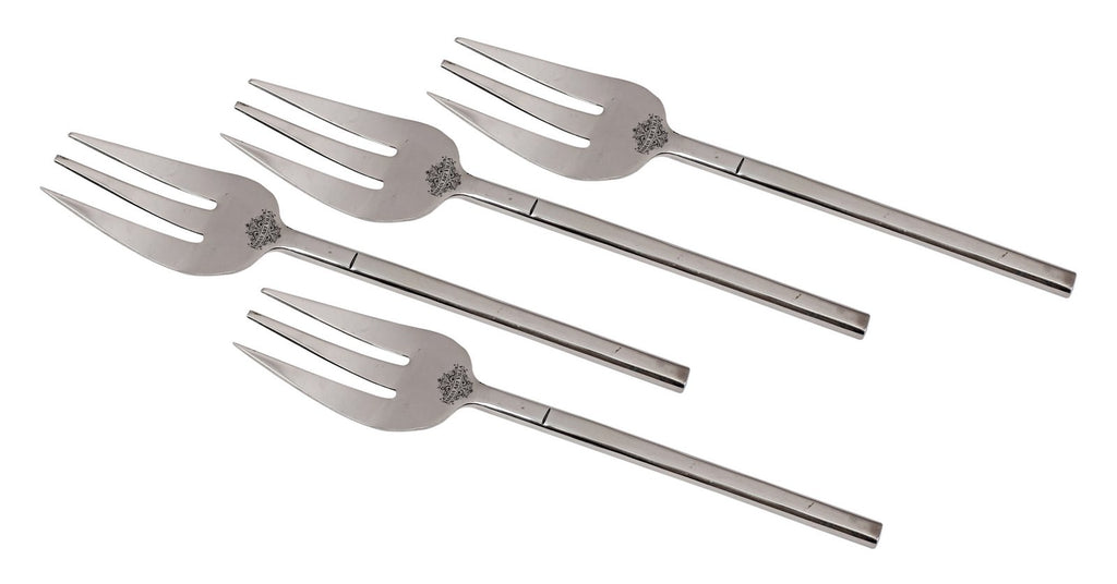 INDIAN ART VILLA Stainless Steel New Flute Design Table Fork Cutlery Set - 8.8'' Inch
