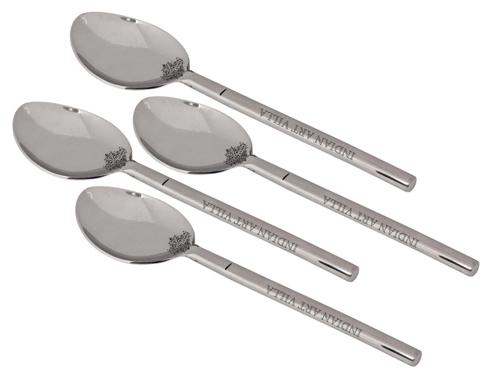 INDIAN ART VILLA Stainless Steel New Flute Design Table Spoon Cutlery Set - 9.7'' Inch