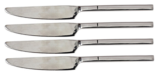 Steel new flute design knife cutlery set full view — Indian Art Villa