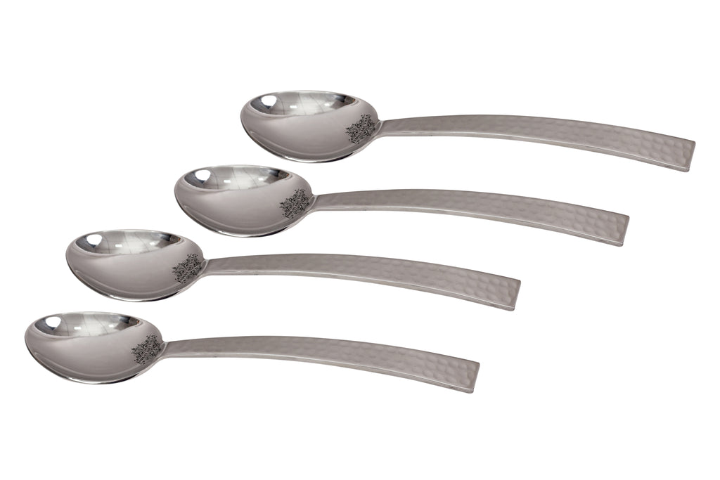 INDIAN ART VILLA Stainless Steel New Curve Hammer baby Spoon Cutlery Set -6'' Inch