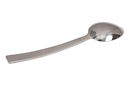 Steel new curve hammer dessert spoon cutlery set angle view — Indian Art Villa