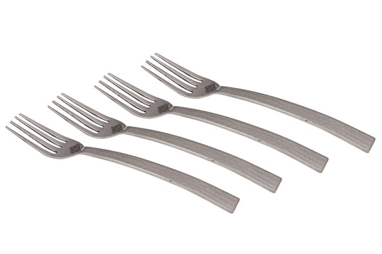 Steel new curve hammer fork cutlery set full view — Indian Art Villa