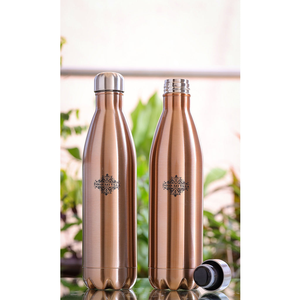 Indian Art Villa Vaccum Insulated Steel Water Bottle, Thermos Thermo Flask, Hot and Cold, Set Of - 2