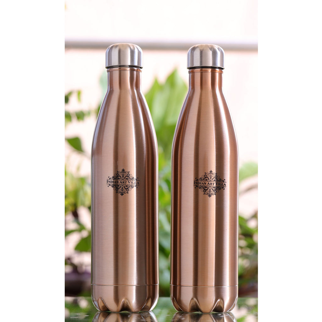 Indian Art Villa Vaccum Insulated Steel Water Bottle, Thermos Thermo Flask, Hot and Cold, Set Of - 2