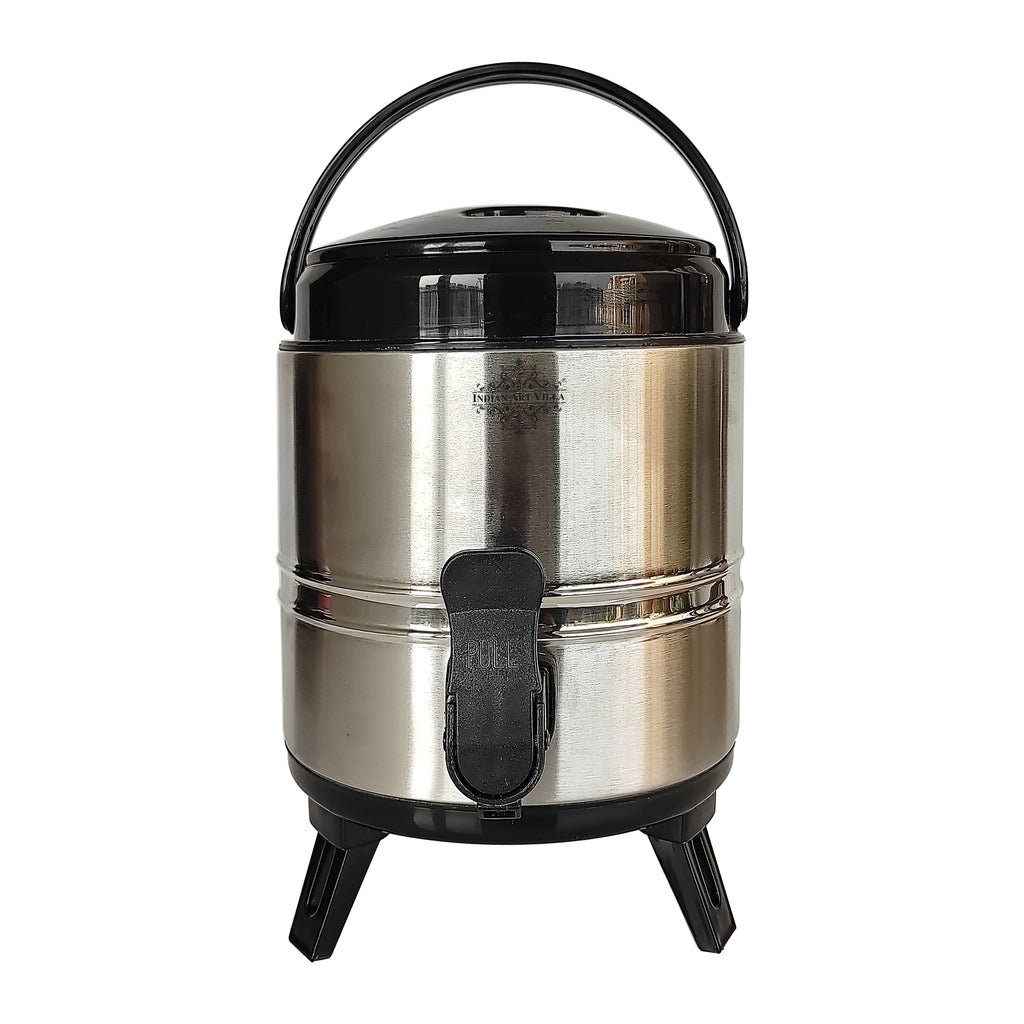 Indian Art Villa Vaccum Insulated Steel Water Dispenser, Inside Copper Thermosteel Camper, Hot and Cold, with Easy to Hold Handle,  Volume-3000 ML