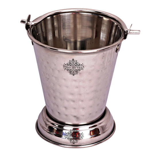 Set of Stainless Steel D/W Hammered Design, Handi No.1,2 with Glass Lid, Kadhai No.1,2, Bucket No.1 & Serving Spoon x5, 12 Pieces Set