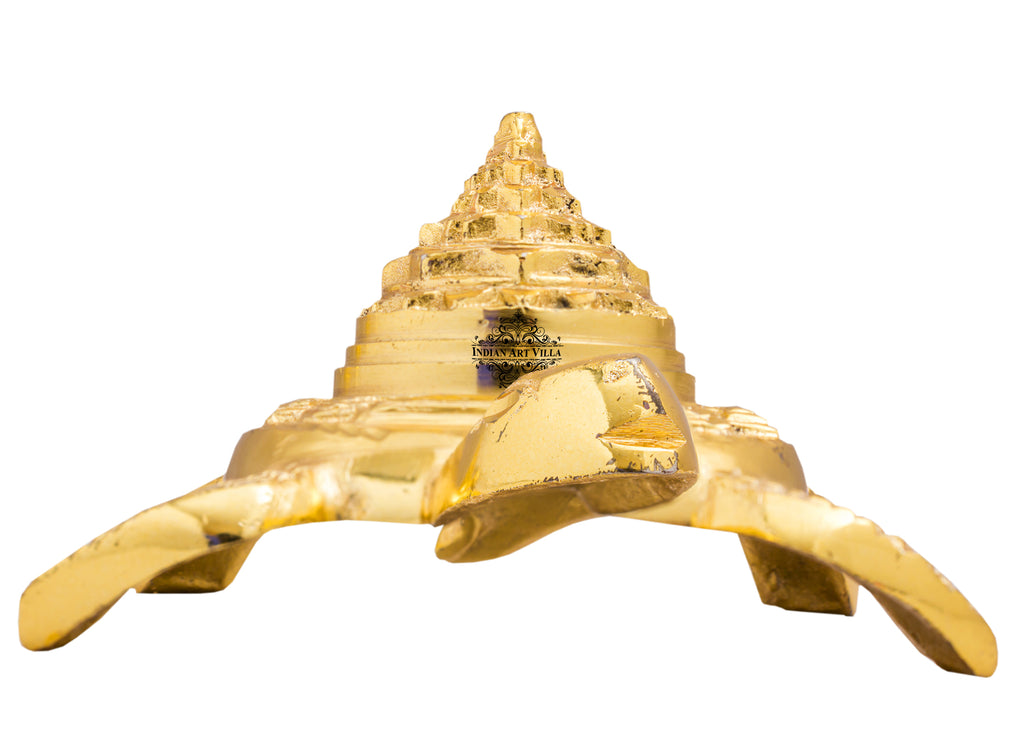 Indian Art Villa Brass Handmade Vastu Tortoise with 3 Stage Pyramid