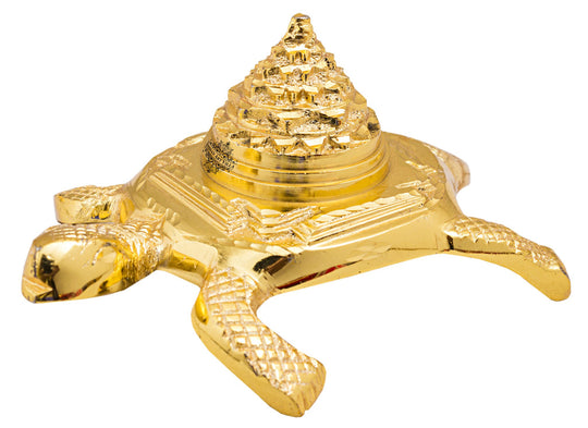 Brass handmade Vastu tortoise with 3 stage pyramid full view — Indian Art Villa