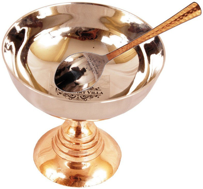 Steel Copper Ice Cream Bowl with Spoon