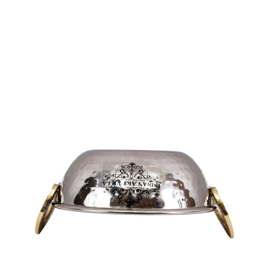 Steel Hammered Design Kadhai with Brass Handle