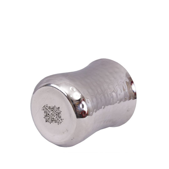 Pure Steel Hammered Design Curved Glass Tumbler 350 ML